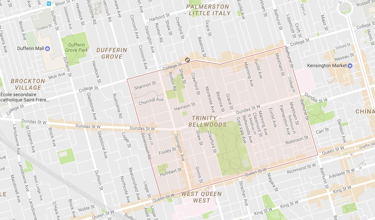 Kart Üçlüyün–Bellwoods rayonunda Toronto