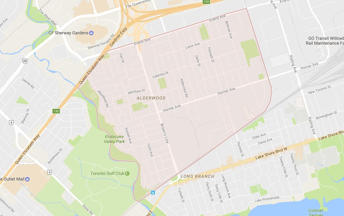 Kart Алдервуд Парквью rayonunda Toronto