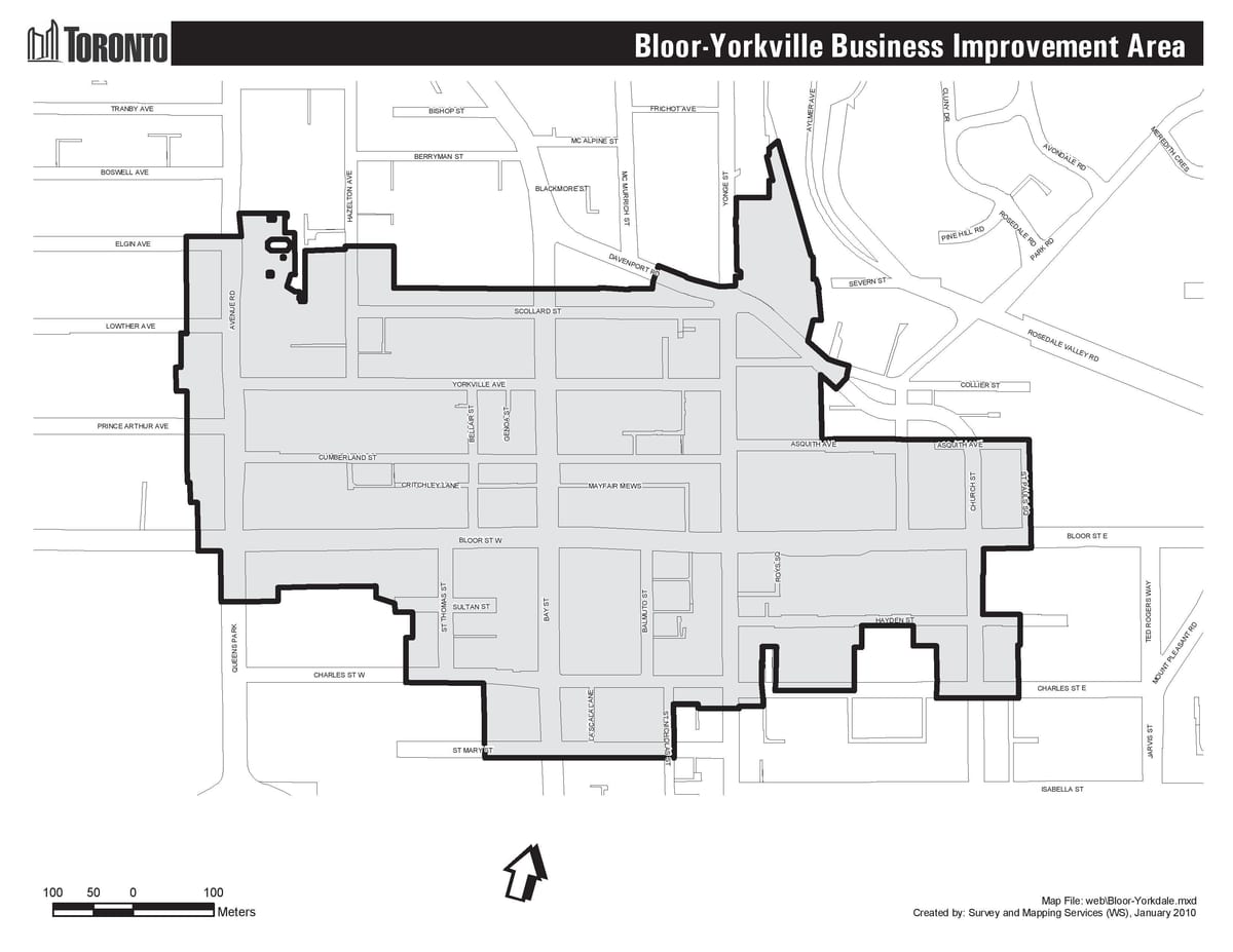 Kart Блур-Йорквилл sərhədləri Toronto 