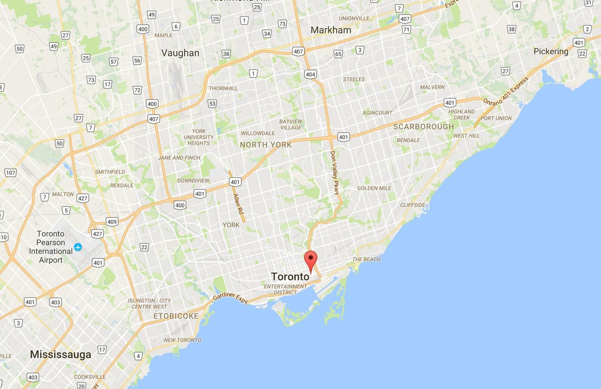 Şəhərin xəritəsi корктаун rayonu, Toronto