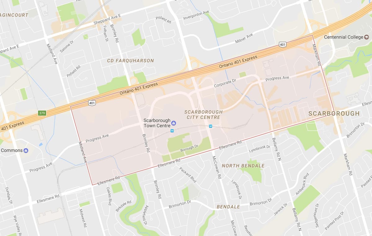 Kart Скарборо şəhər mərkəzi rayonunda, Toronto