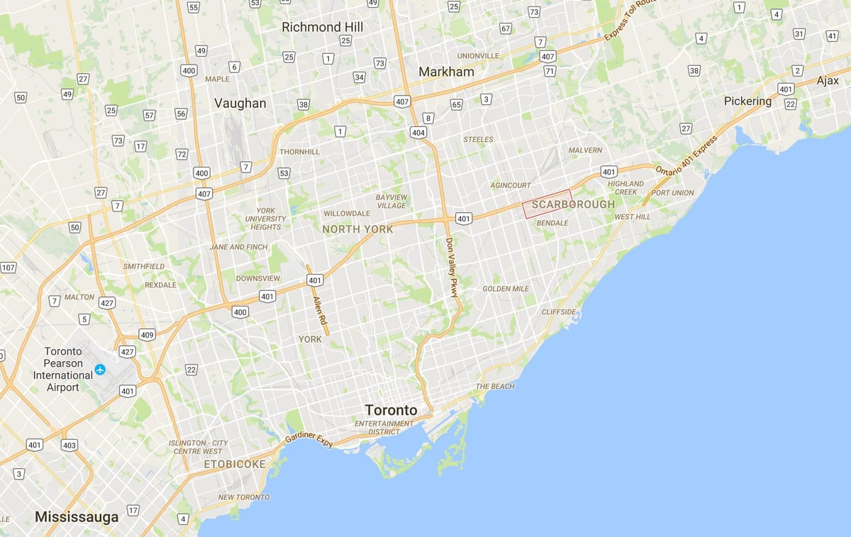 Kart Скарборо şəhər mərkəzi Toronto