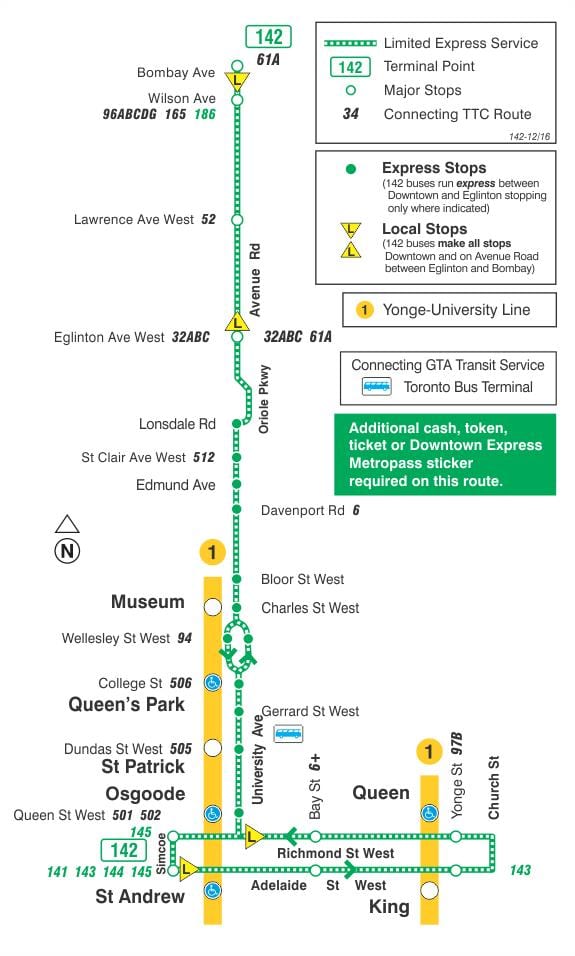 Kart ТТК 142 şəhərin mərkəzi / Prospekti RD Express-avtobus marşrutu Toronto