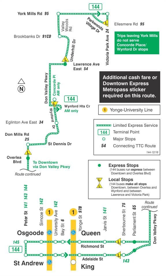 Kart ТТК 144 mərkəzində / Don vadisində Express-avtobus marşrutu üzrə Toronto