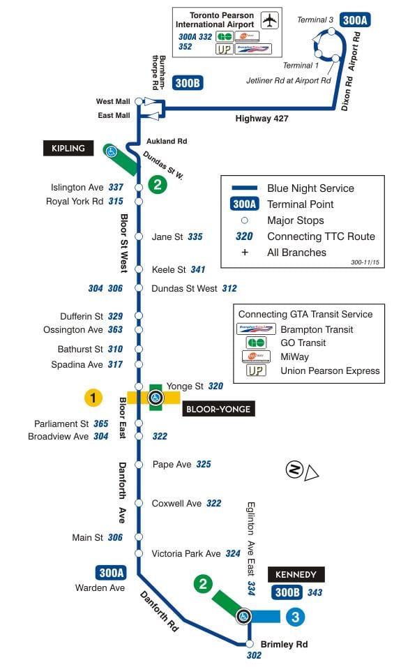 Kart ТТК 300А Блур-Данфорт avtobus marşrutu Toronto