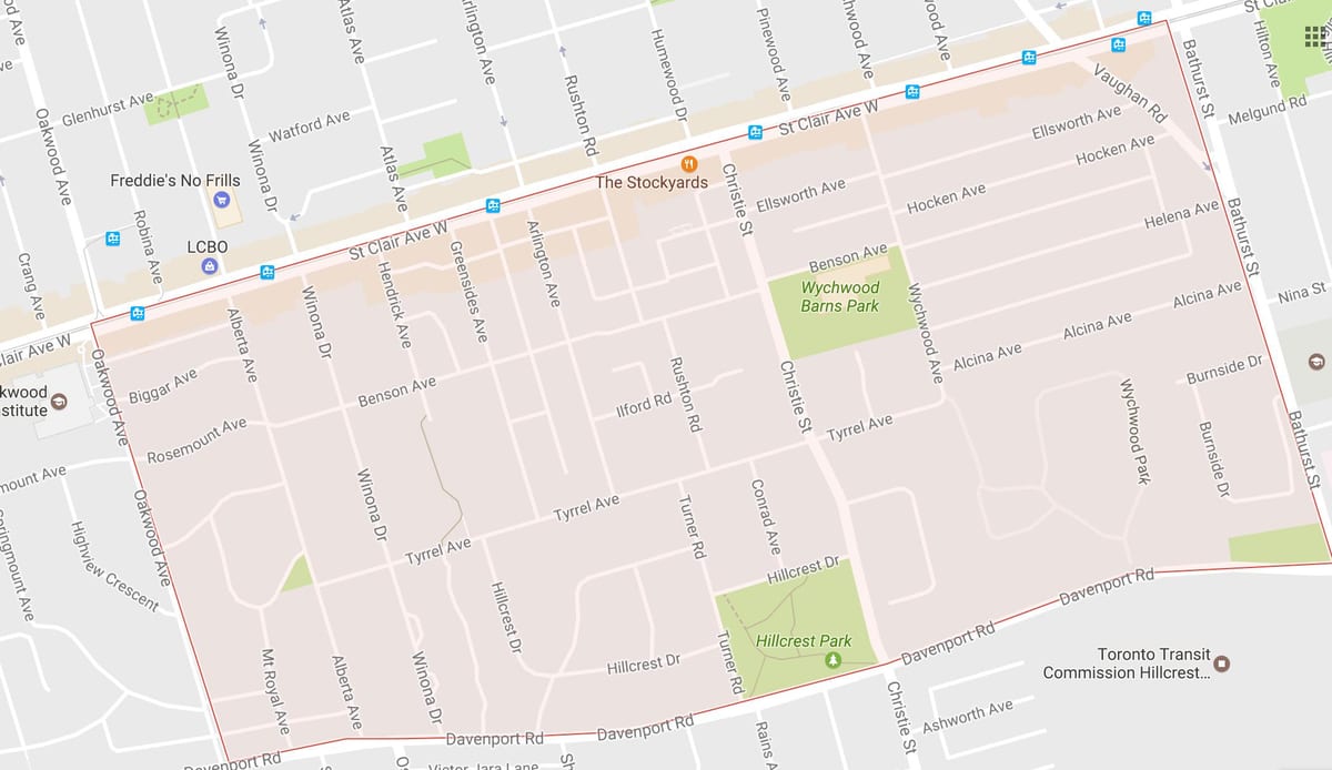 Kart Bracondale Təpə rayonunda Toronto