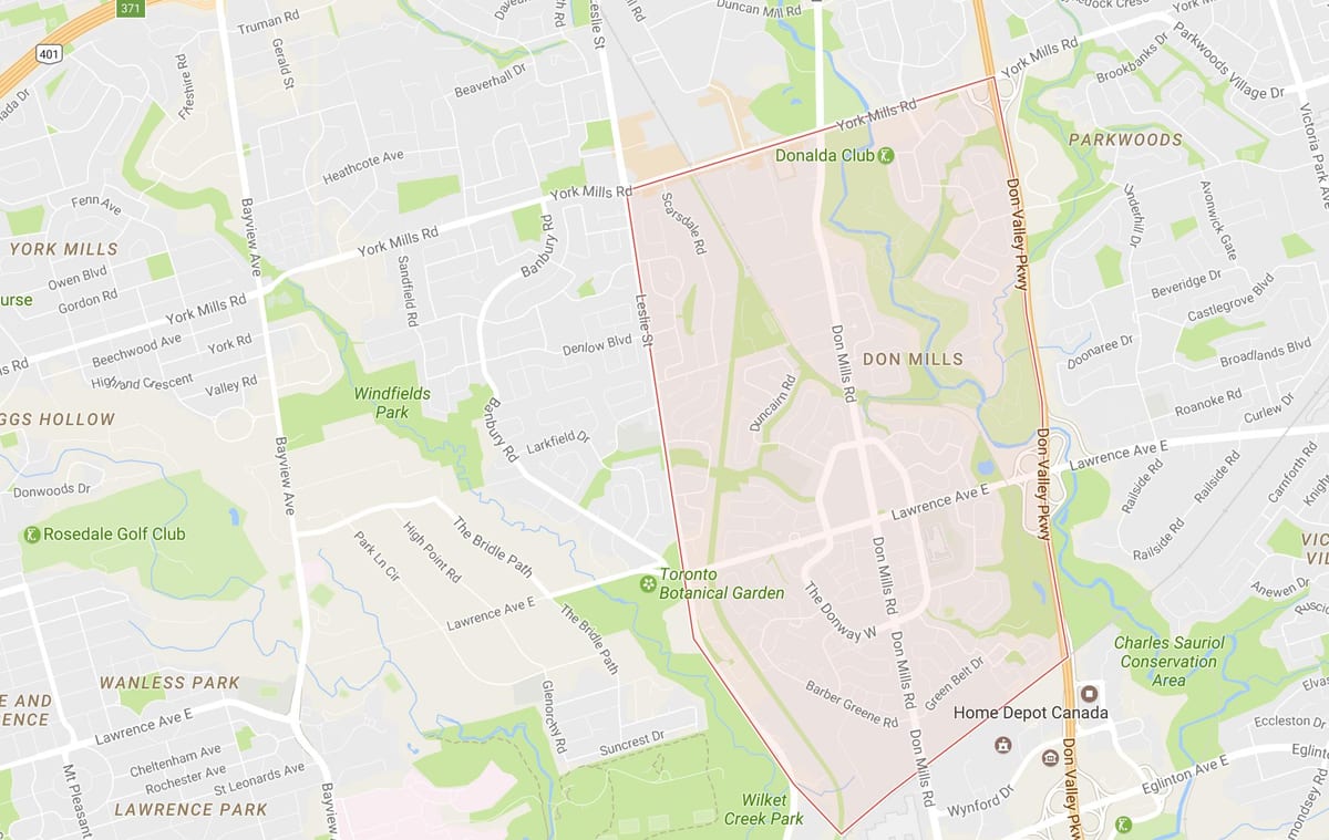 Kart Don Mills rayonunda Toronto