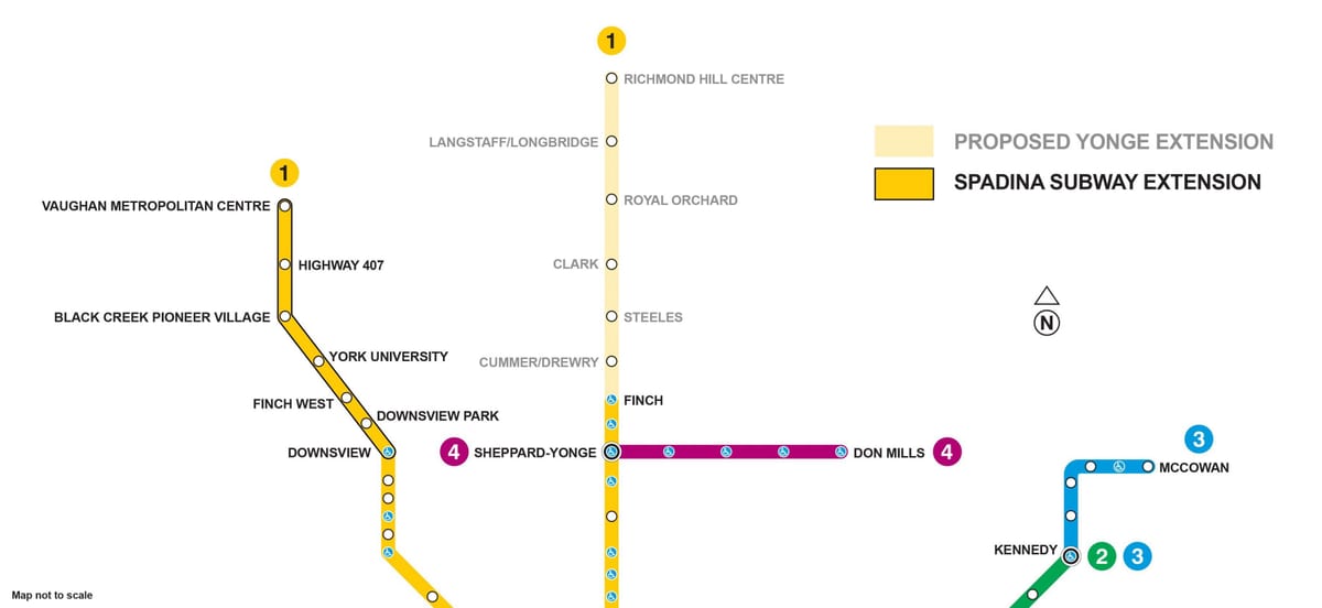 Kart Toronto genişləndirilməsi metro 