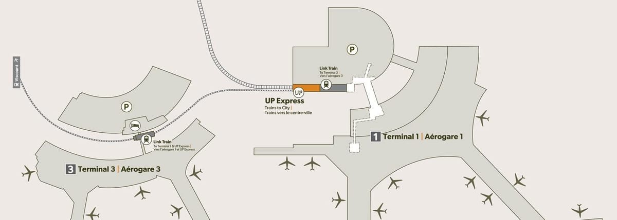 Kart dəmir yolu stansiyasından hava limanına Pearson 