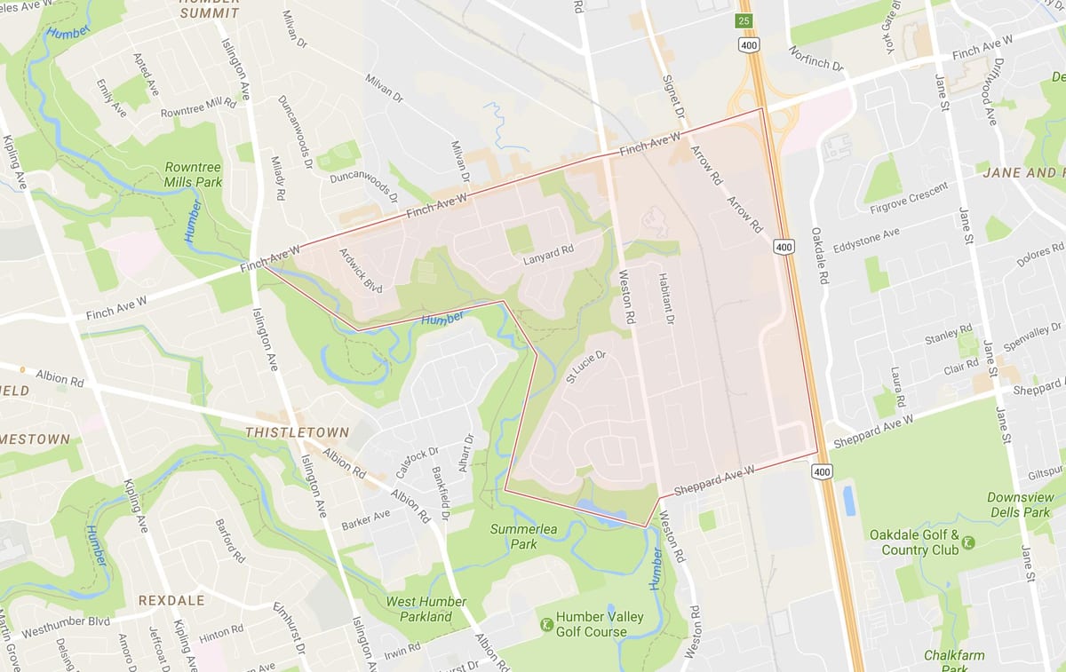 Kart Humbermede rayonunda Toronto