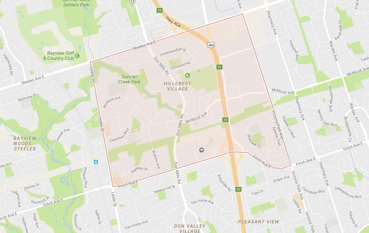 Kart Хиллкрест kənd rayonunda Toronto