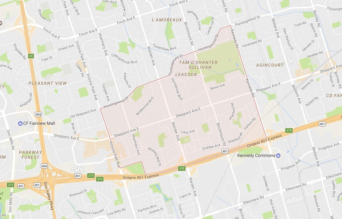 Kart kontur tem O ' Шентер – qonşu Sullivan, Toronto