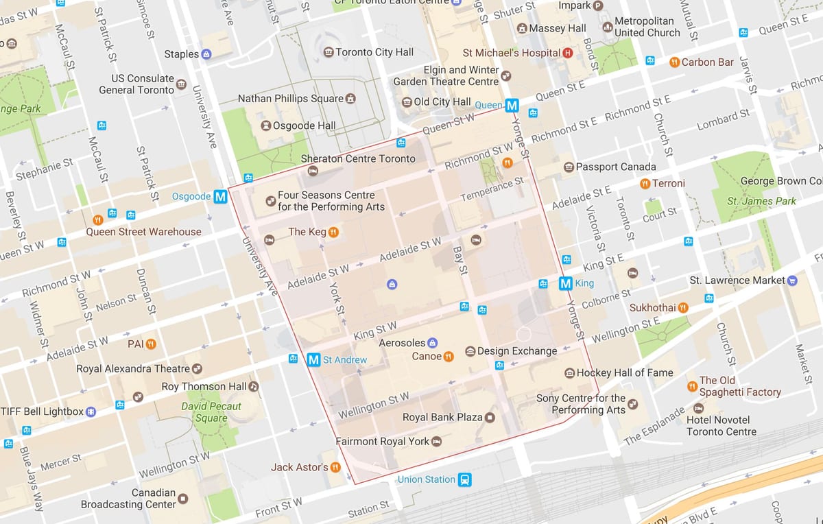 Xəritə maliyyə rayon rayonunda Toronto