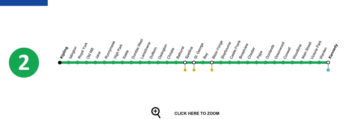 Kart Toronto 2 metro xətti Блур-Данфорт