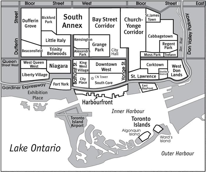 Xəritə rayonun Cənub əsas Toronto