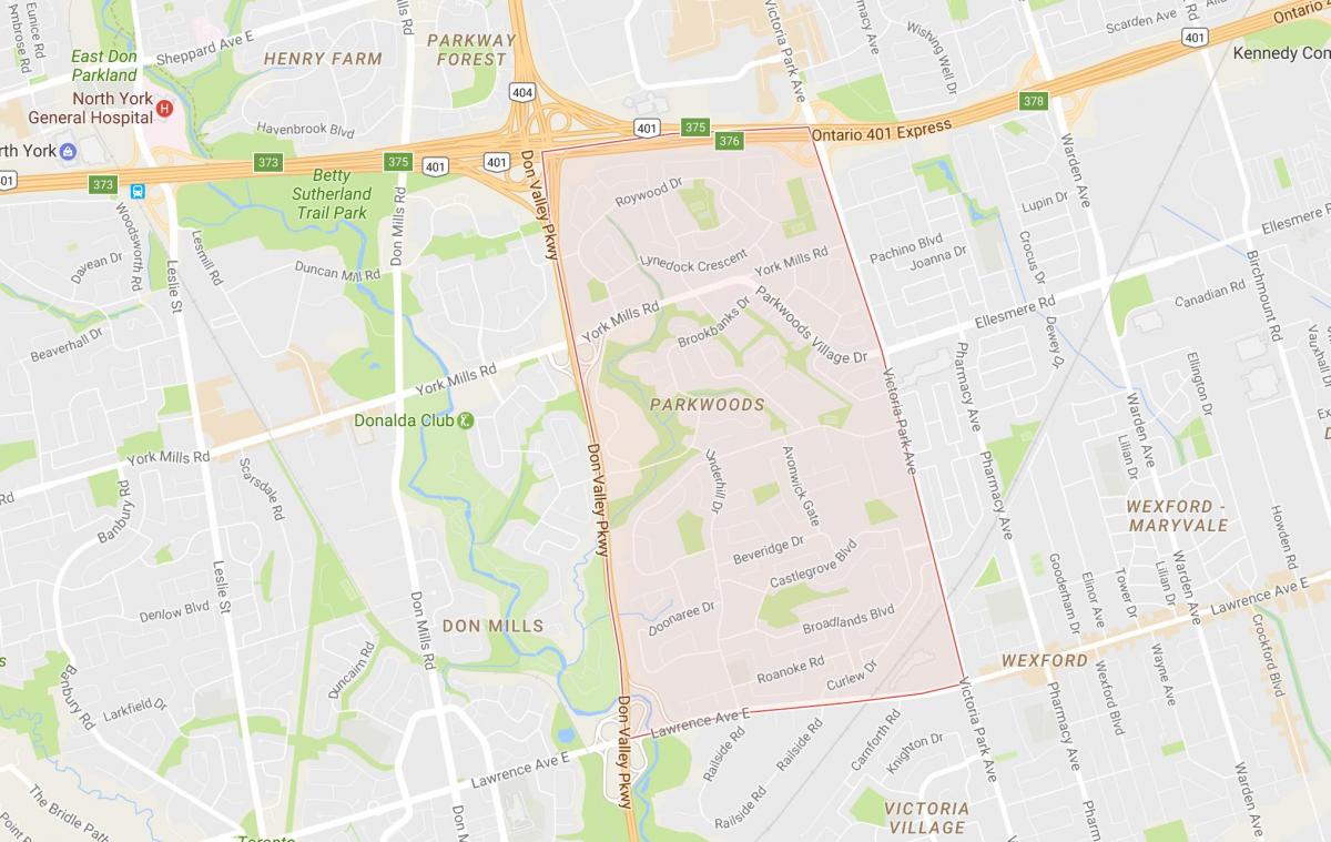 Kart Parkwoods rayonunda Toronto