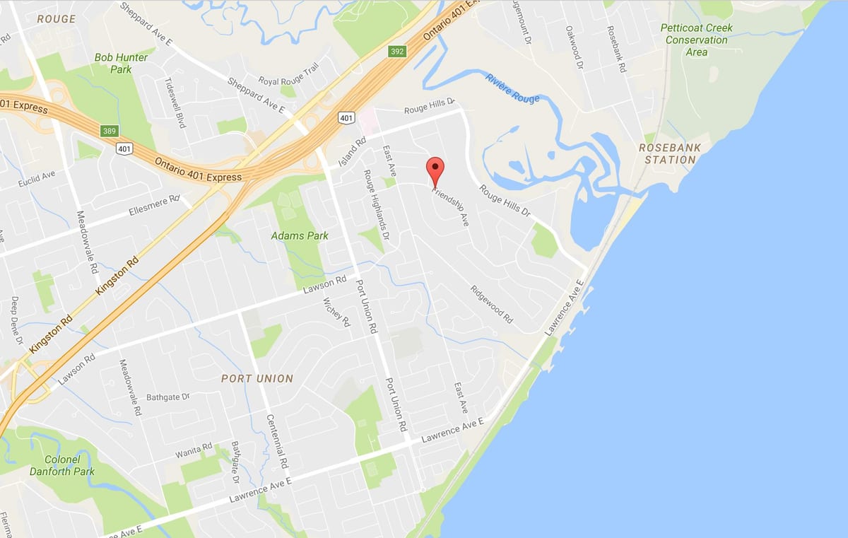 Xəritə rayonun Rouge Toronto