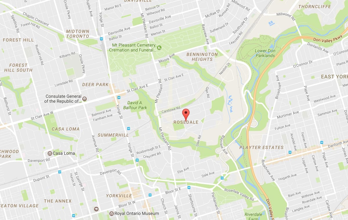 Xəritə ətrafında Toronto Роуздейл