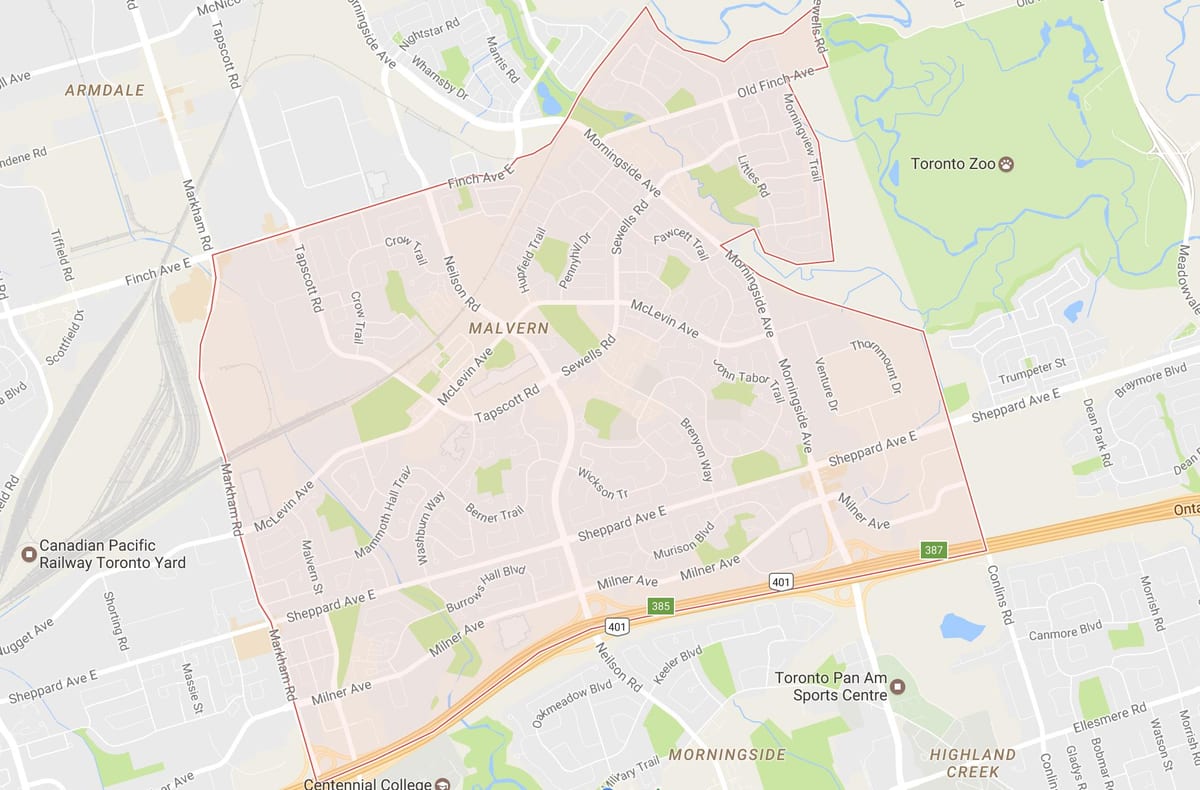 Xəritə ətrafında Malvern Toronto