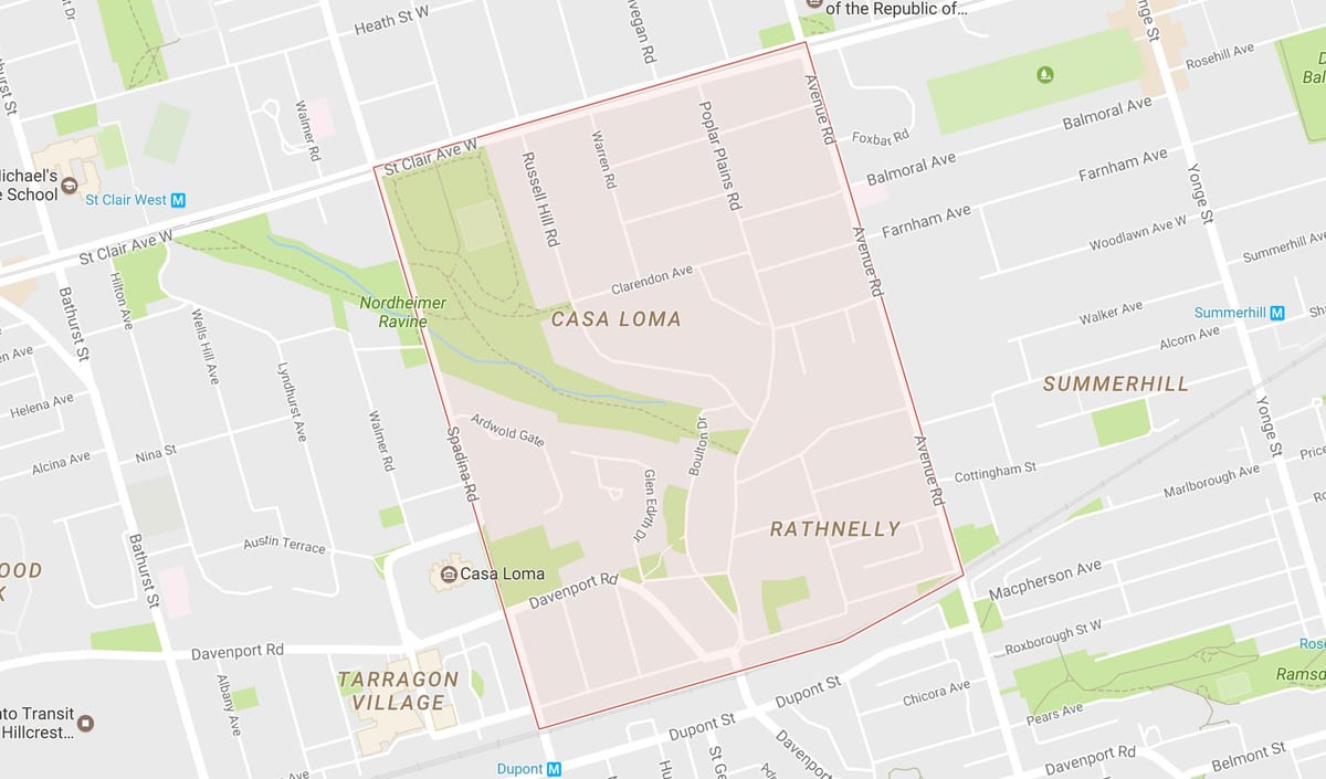 Xəritə Cənubi Təpə rayonunda Toronto