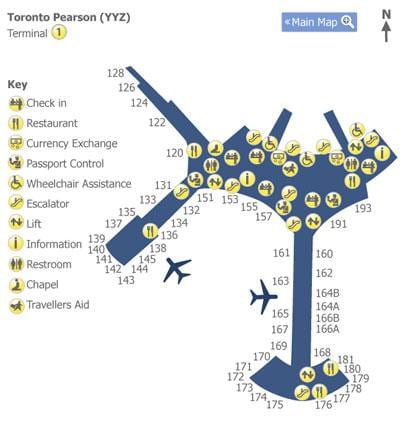Kart Toronto Pearson hava limanında terminal 1