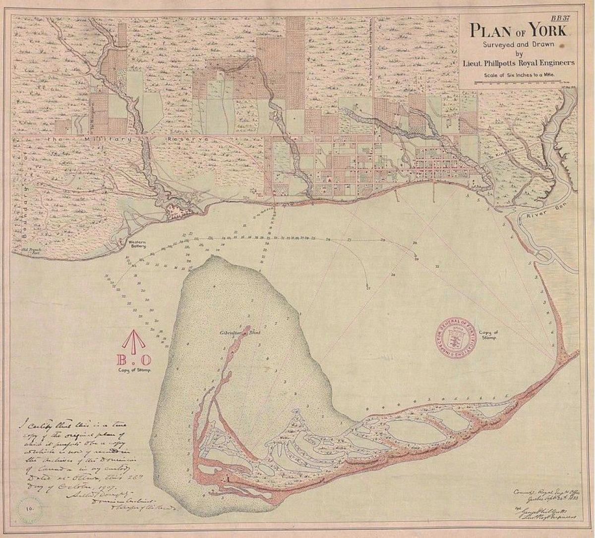 Xəritə torpaq-York, Toronto 1787-1884