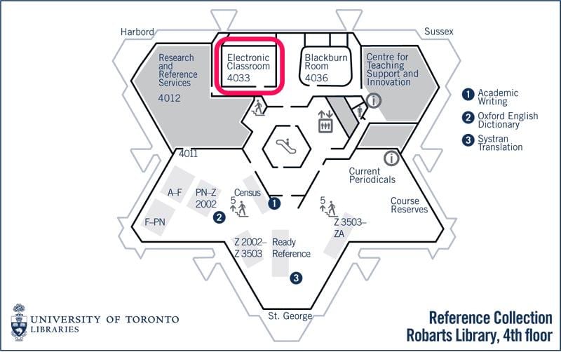 Kart Toronto universitetinin Робартс kitabxana, elektron sinif