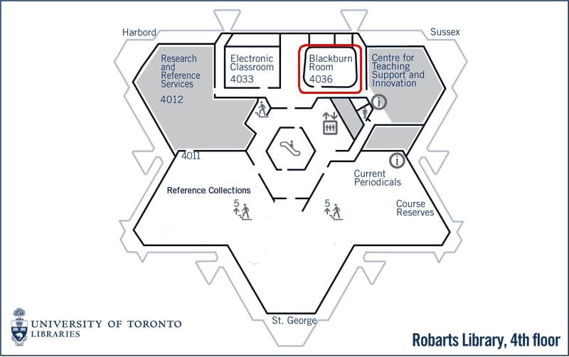 Kart Toronto universitetinin Робартс kitabxana Блэкберн 