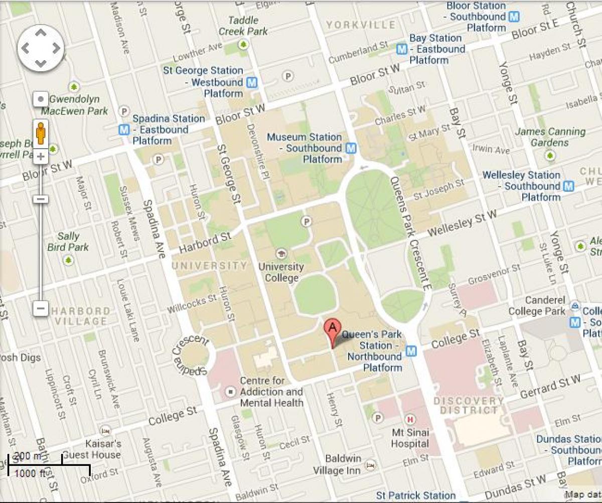 Kart Toronto universitetinin Sent-Corc