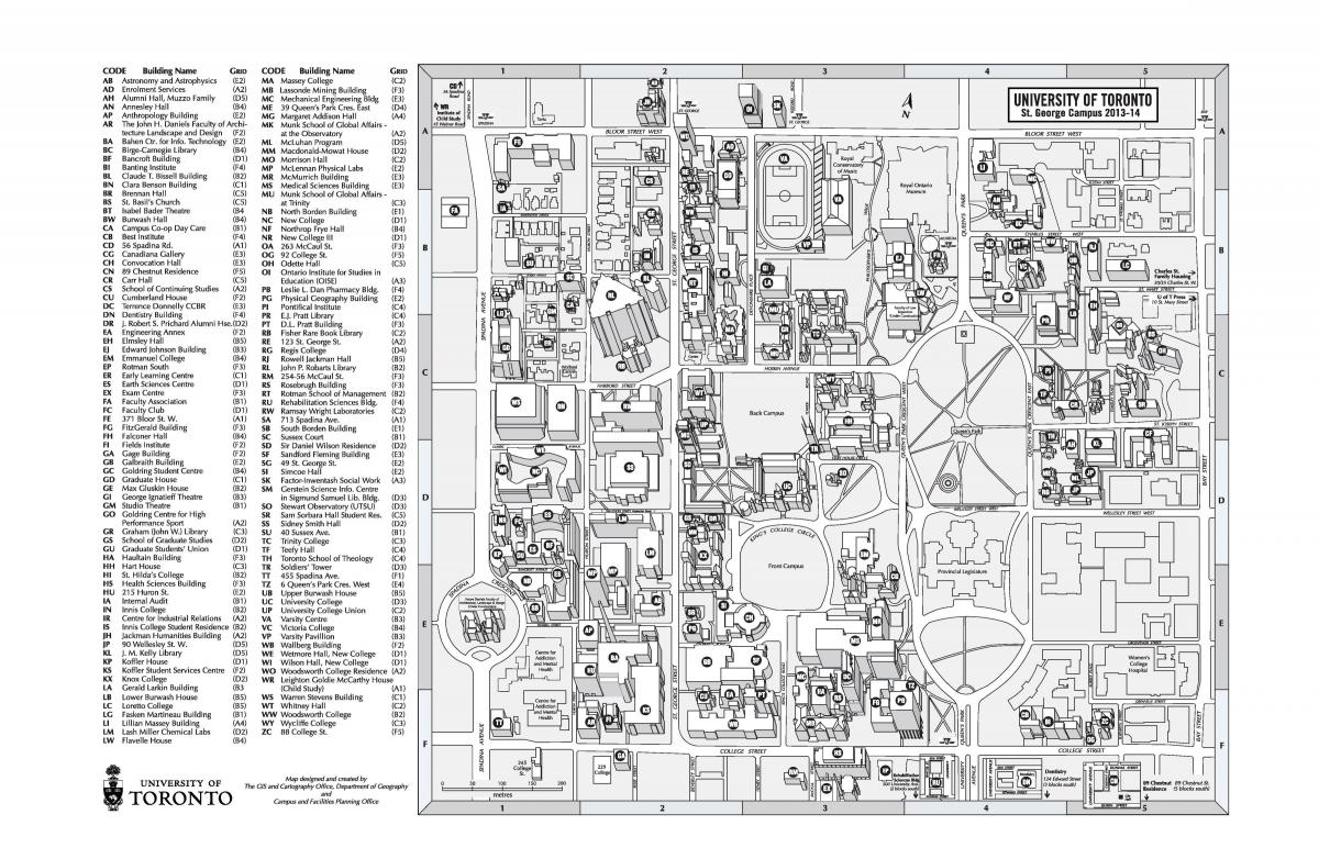 Kart Toronto universitetinin Sent-Джорджес kampus