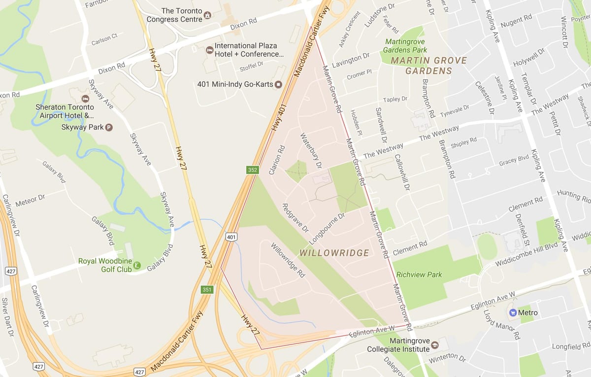 Kart Willowridge rayonunda Toronto