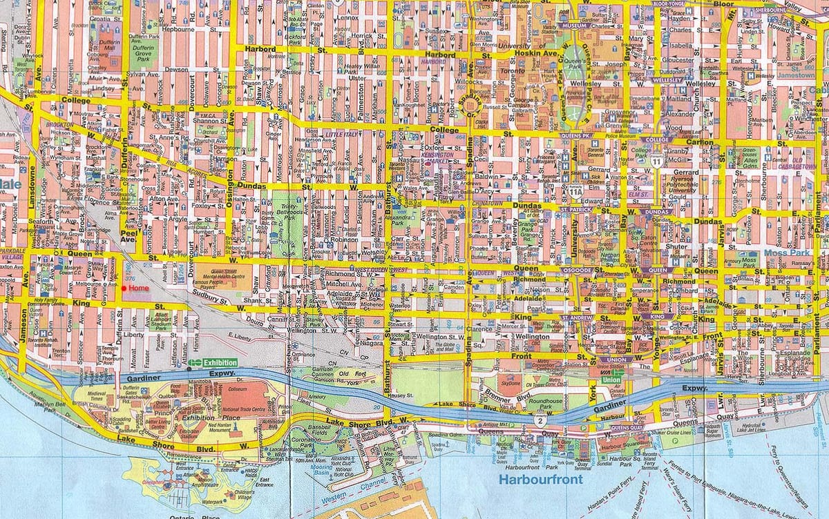 Şəhərin xəritəsi Toronto Canada