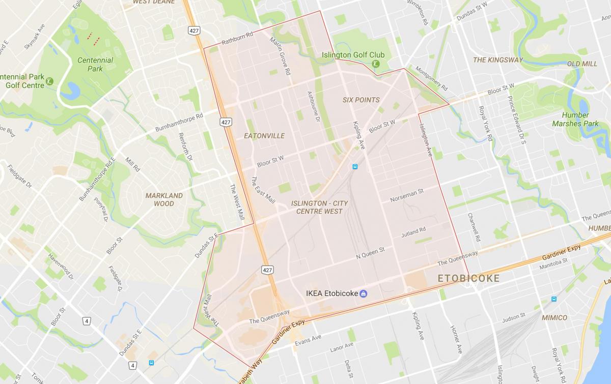 Kart Ислингтон mərkəzində rayonun Toronto