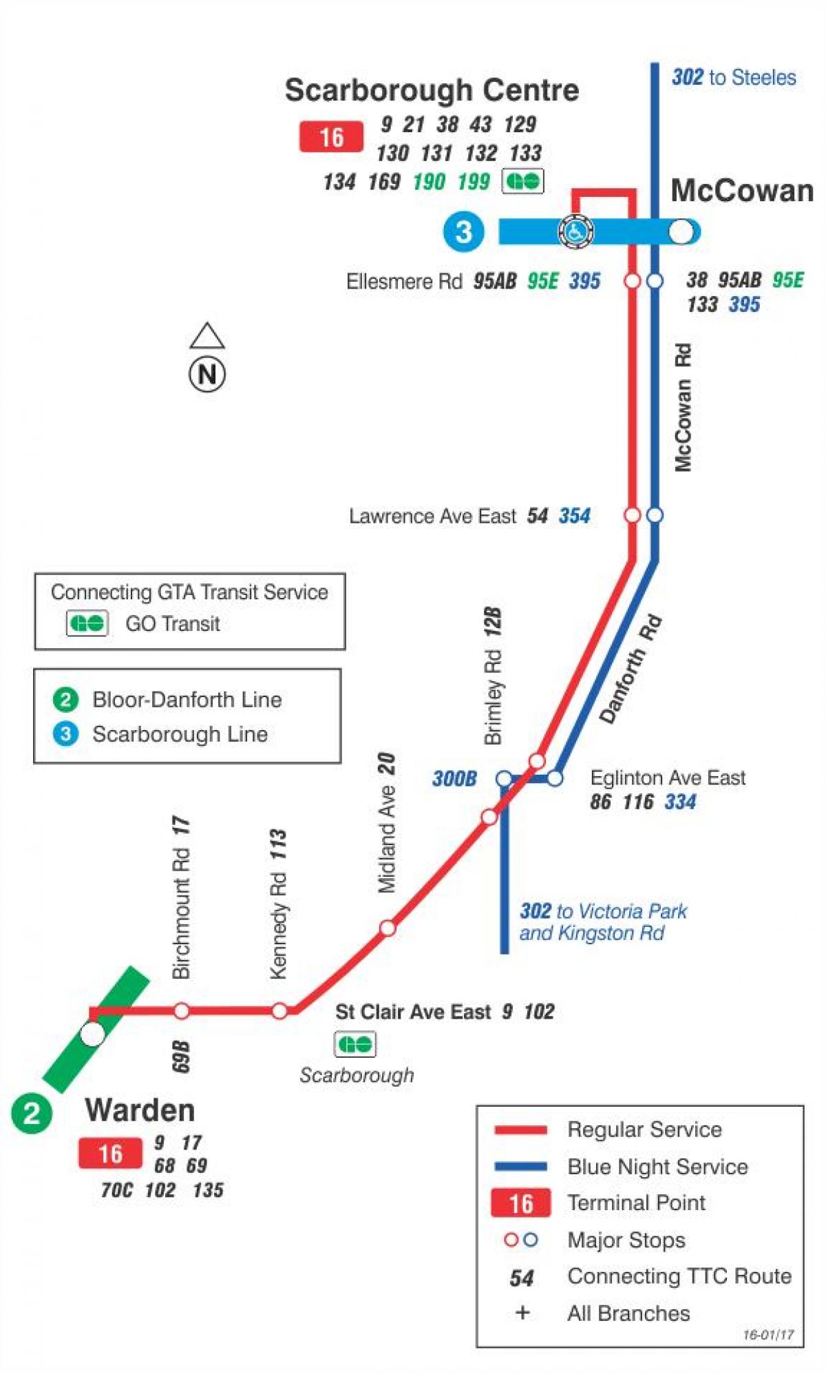 Kart ТТК 16 Маккован avtobus marşrutu Toronto