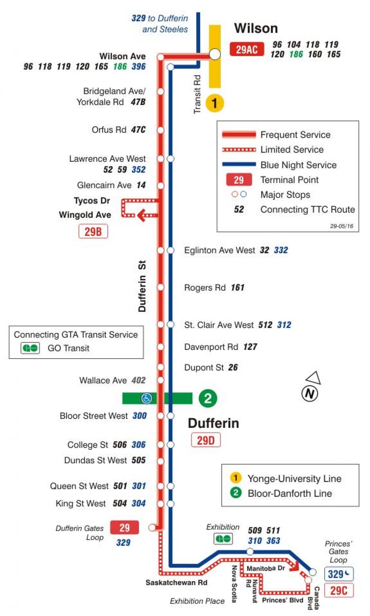 Kart ТТК 29 Дафферин avtobus marşrutu Toronto