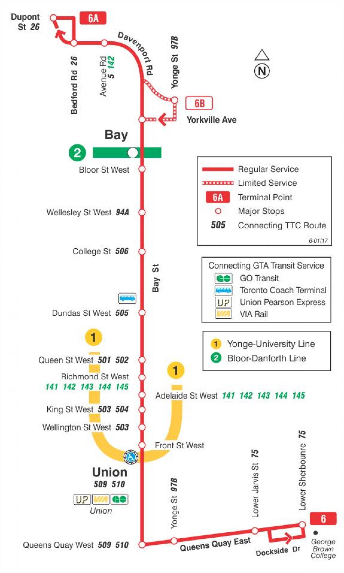 Kart ТТК 6-Bay avtobus marşrutu Toronto
