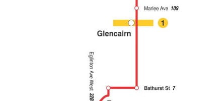 Kart ТТК 14 Гленкейн avtobus marşrutu Toronto