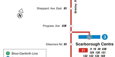 Kart ТТК 21 Бримли avtobus marşrutu Toronto