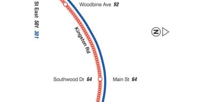 Kart ТТС 22 Коксуэлл avtobus marşrutu Toronto