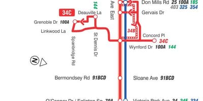 Kart ТТК 34 Эглинтон Şərq avtobus marşrutu Toronto