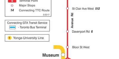 Kart ТТК 5 Prospekti cü avtobus marşrutu Toronto