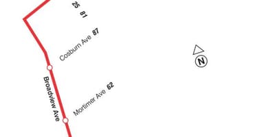 Kart ТТК 8 Бродвью avtobus marşrutu Toronto