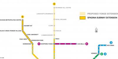 Kart Toronto genişləndirilməsi metro 