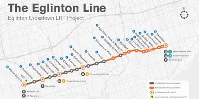 Metro xəritəsi Toronto layihənin Эглинтон xətti 