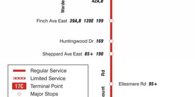 Kart ТТС 17 Birchmount avtobus marşrutu Toronto